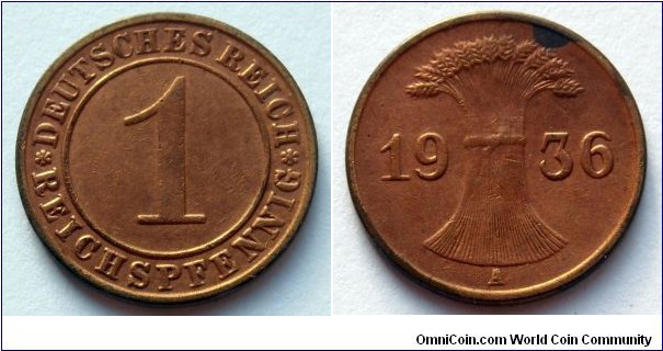 Germany 1 reichspfennig.
1936 (A)-II 