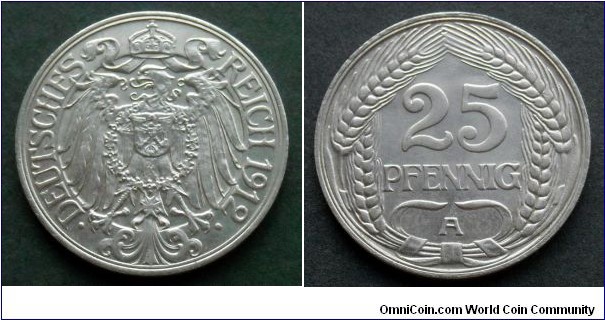 German Empire 25 pfennig.
1912 A - Berlin.