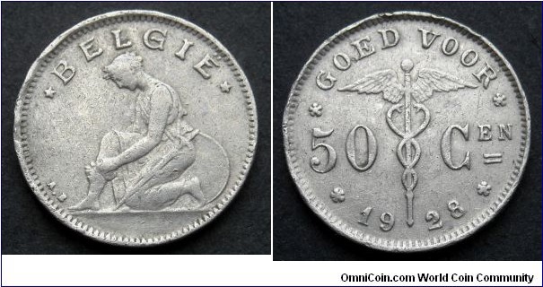 Belgium 50 centimes.
1928, Belgie.