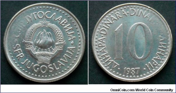 Yugoslavia 10 dinara.
1987, Partially weak strike.