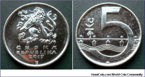 Czech Republic 5 korun. 2017, Nickel plated steel.