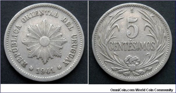 Uruguay 5 centesimos.
1941, Casa de Moneda de Chile.