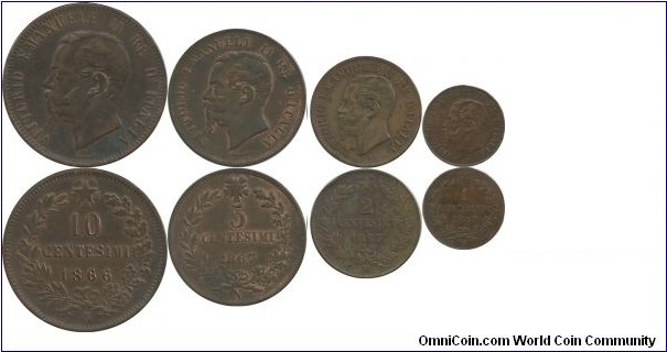 Italy-Kingdom (King Vittorio Emanuele II) Coin Set-2