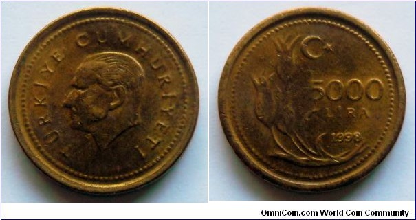 Turkey 5000 lira.
1998