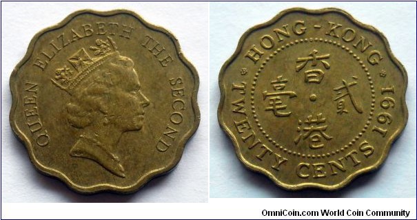 Hong Kong 20 cents.
1991
