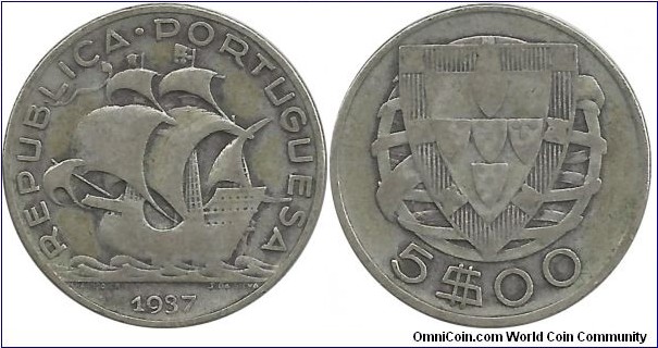 Portugal 5 Escudos 1937