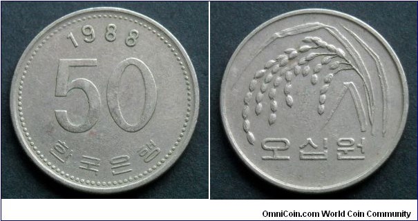 Republic of Korea (South Korea) 50 won.
1988