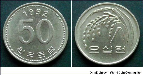 Republic of Korea (South Korea) 50 won.
1992 

