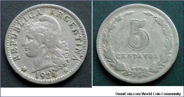 Argentina 5 centavos.
1924