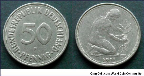 German Federal Republic (West Germany) 50 pfennig.
1971 F - Stuttgart