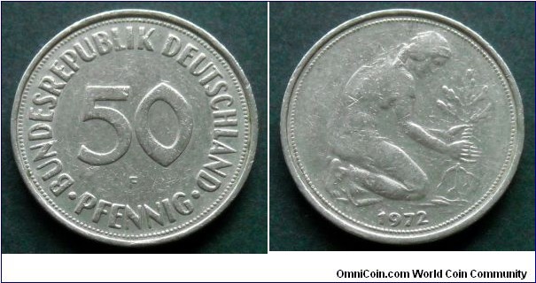 German Federal Republic (West Germany) 50 pfennig.
1972 F - Stuttgart