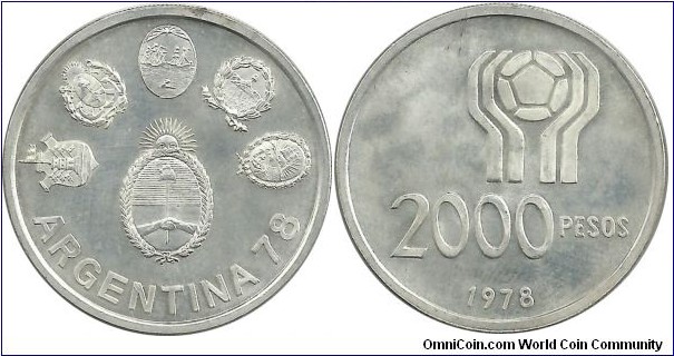 Argentina 2000 Pesos 1977-World Football Championship'78