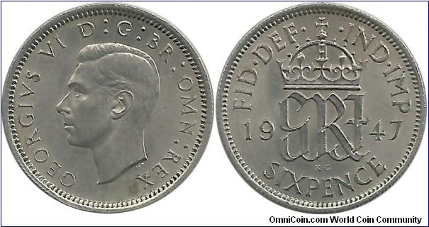GreatBritain 6 Pence 1947