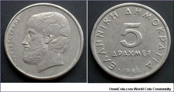 Greece 5 drachmes.
1984