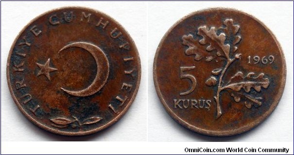 Turkey 5 kurus.
1969