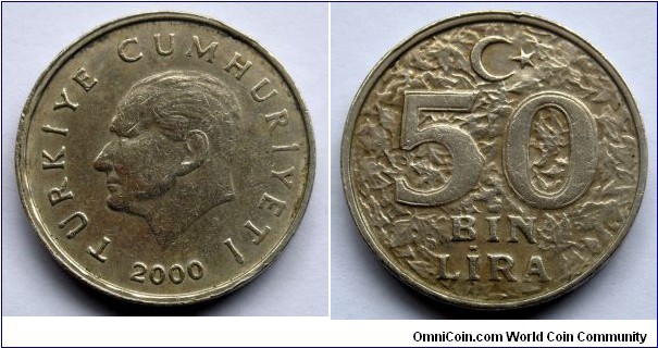 Turkey 50 bin lira.
(50.000) 2000