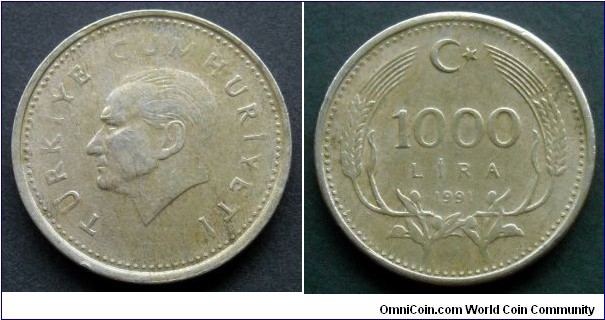 Turkey 1000 lira.
1991