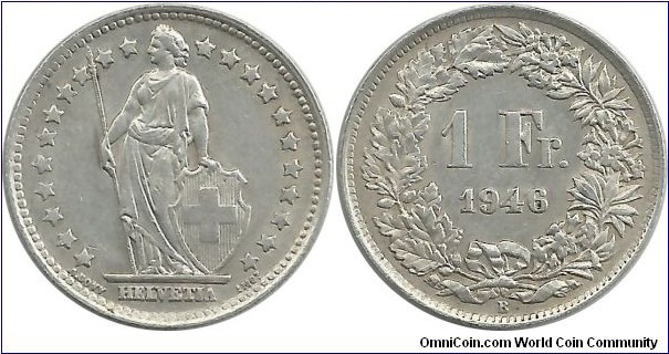 Switzerland 1 Franc 1946B