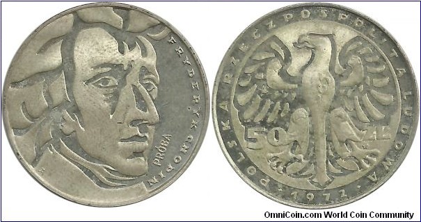 Poland 50 Złotych 1972-Fryderyk Chopin (PRÓBA)