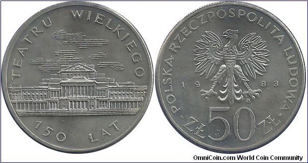 Poland 50 Złotych 1983MW-150th Ann of Great Theater