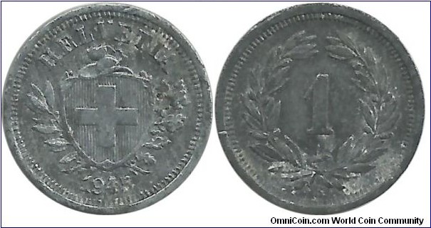 Switzerland 1 Rappen 1945B