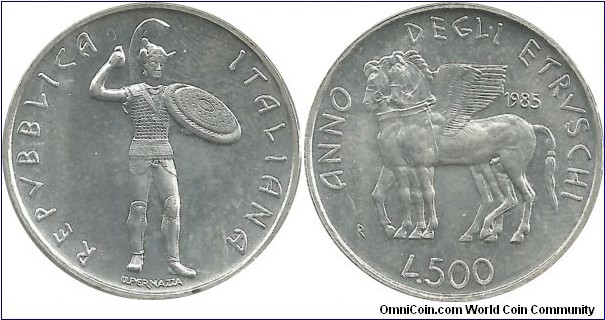 Italy 500 Lire 1985R-Etruscan Culture