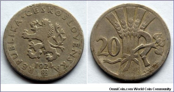 Czechoslovakia 20 haleru. 1924