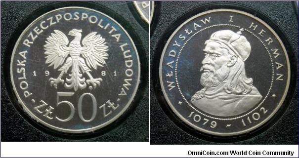 Poland 50 złotych.
1981, Duke Władysław I Herman. Proof. Mintage: 5.000 pieces. 