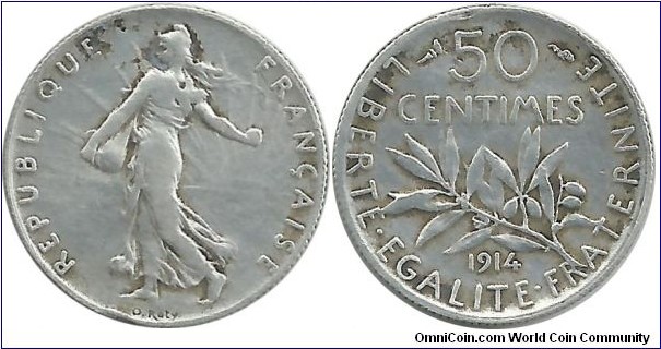 France 50 Centimes 1914