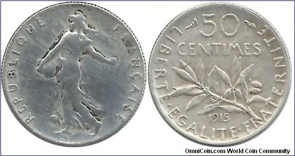 France 50 Centimes 1915