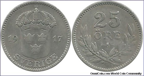 Sweden 25 Öre 1917