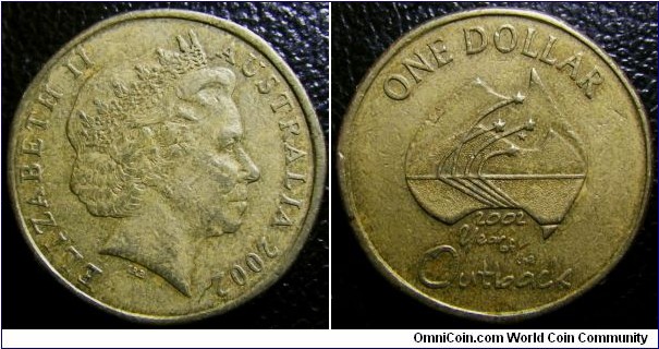 Australia 2002 1 dollar commemorating Year of Outback. With rim cud. Weight: 9.02g