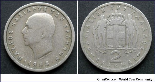 Greece 2 drachmai.
1954