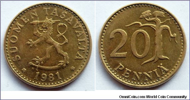 Finland 20 pennia.
1981