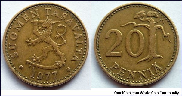 Finland 20 pennia.
1977