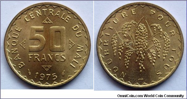 Mali 50 francs.
1975, F.A.O. (II)