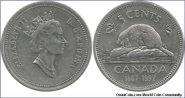 Canada 5 Cents 1867-1992 - 125th Year of Confederation