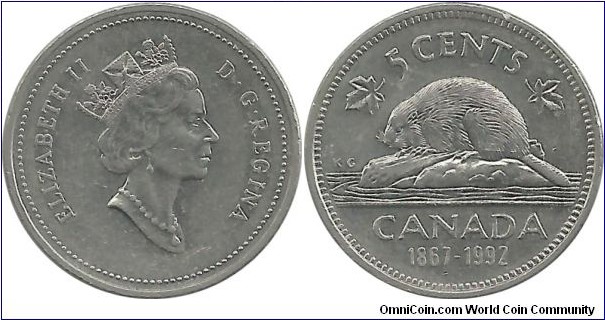 Canada 5 Cents 1867-1992 - 125th Year of Confederation