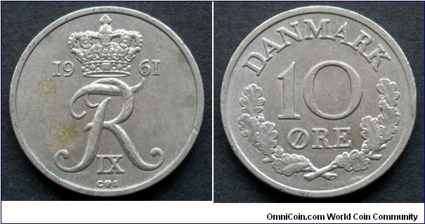 Denmark 10 ore.
1961