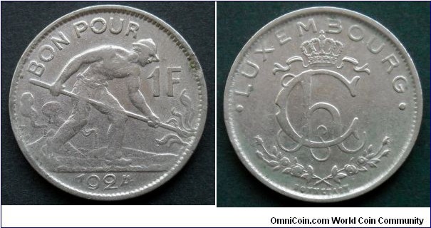 Luxembourg 1 franc.
1924