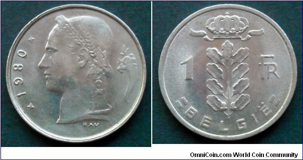 Belgium 1 franc.
1980, Belgie