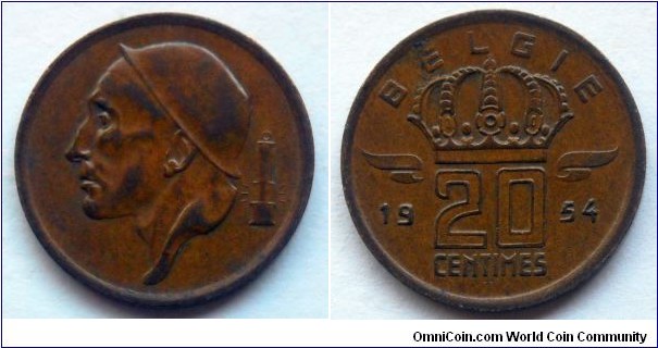 Belgium 20 centimes.
1954, Belgie