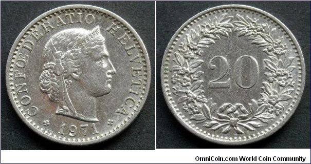 Switzerland 20 rappen.
1971