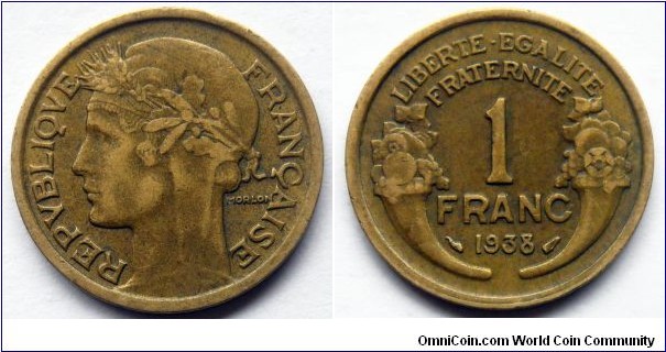 France 1 franc.
1938