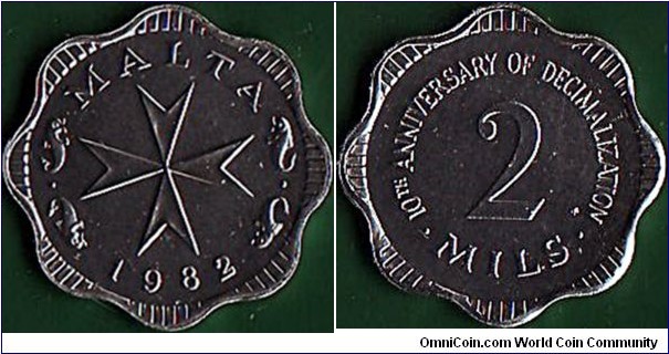 Malta 1982 FM. 2 Mils.

10 Years of Decimal Currency in Malta.

