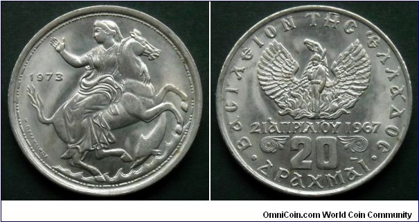 Greece 20 drachmai.
1973 (II)