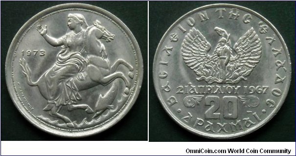 Greece 20 drachmai.
1973 (III)