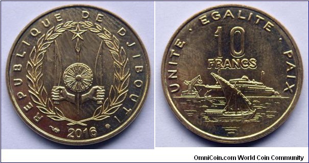Djibouti 10 francs.
2016