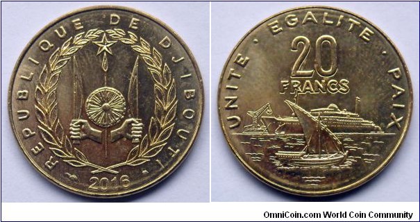 Djibouti 20 francs.
2016