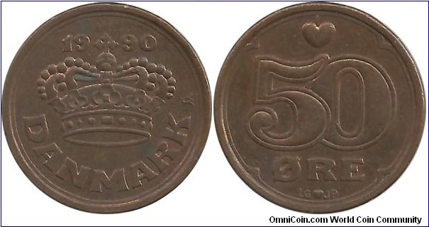 Denmark 50 Øre 1990